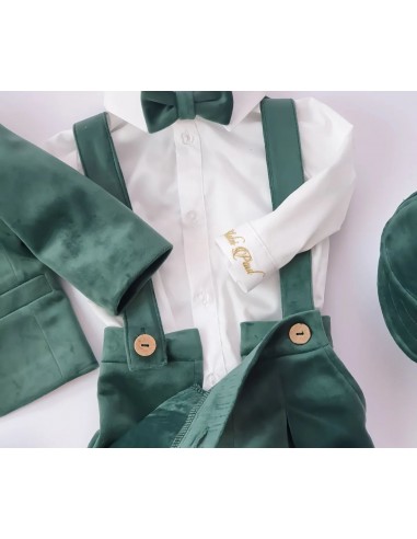 Costum botez catifea smarald personalizat