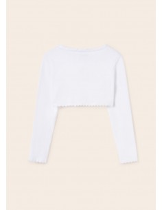 Cardigan alb tip bolero cu bumbac sustenabil pentru fata 2