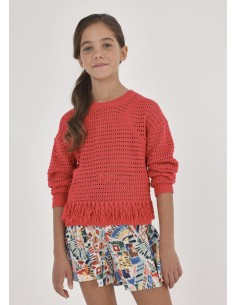 Pulover ochiuri cu aplicatii franjuri pentru fata