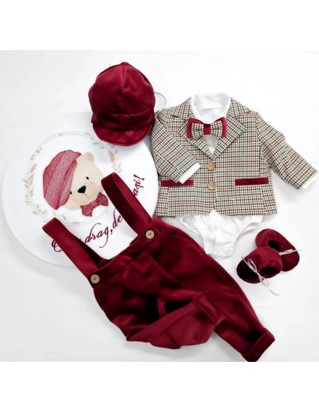 Costum botez rosu safir