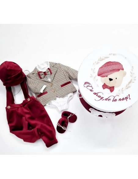 Costum botez rosu safir