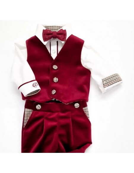Costum botez rosu safir
