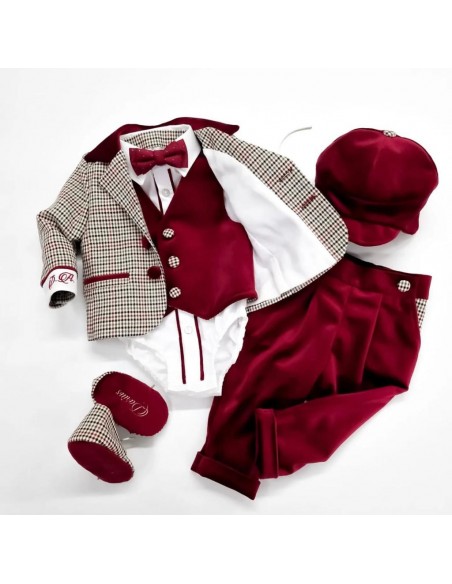 Costum botez rosu safir