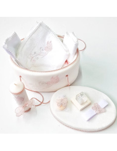 Cufar botez oval-fluture cu lumanare