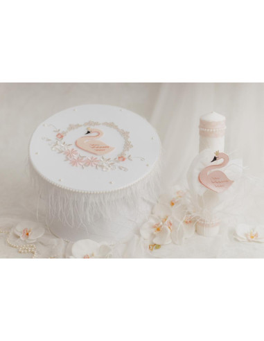 Set cufar si lumanare botez "Lebada"