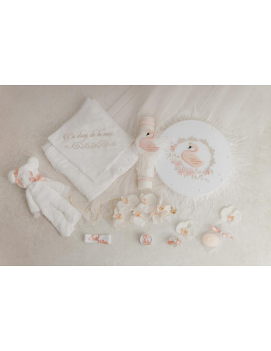 Set cufar si lumanare botez "Lebada"