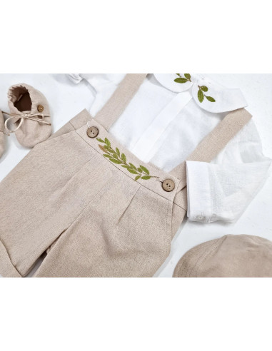 Costum in pentru bebe baiat beige