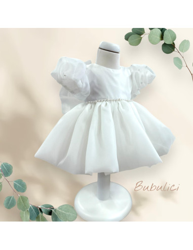 Rochiță ivoire din organza de botez Olga