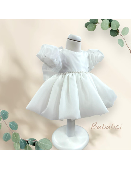 Rochiță ivoire din organza de botez Olga