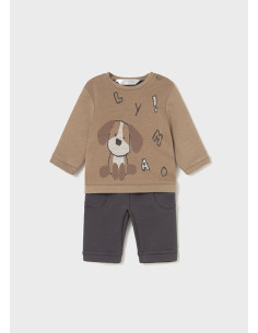 Set cu pantaloni si bluza catelus nou-nascut