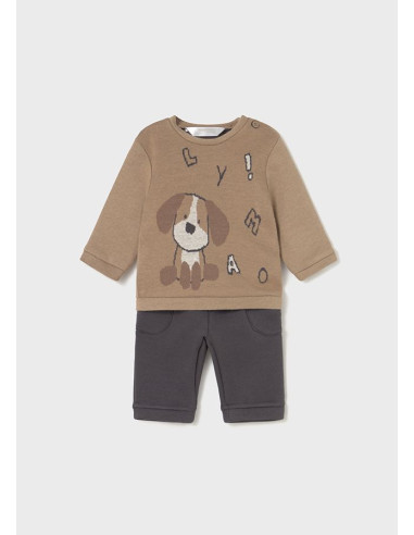 Set cu pantaloni si bluza catelus nou-nascut