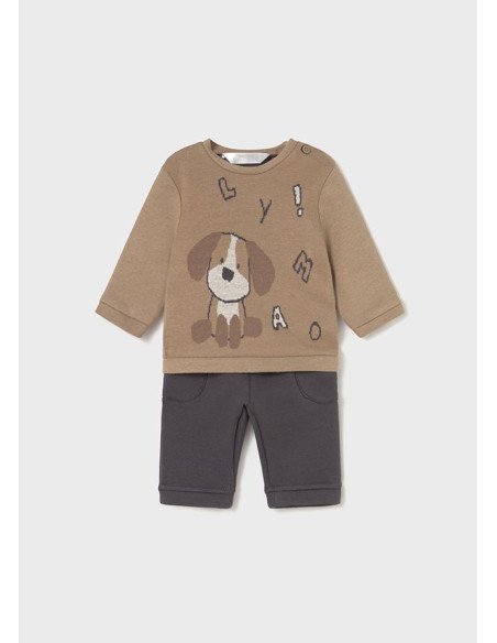 Set cu pantaloni si bluza catelus nou-nascut