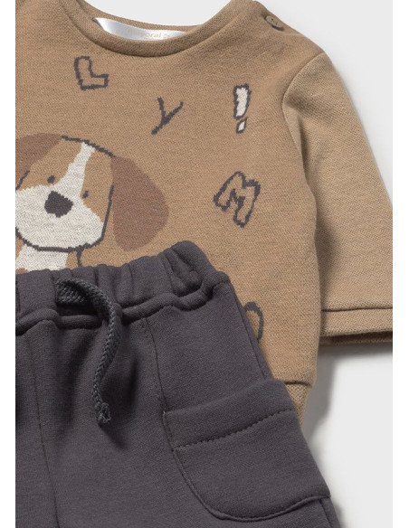 Set cu pantaloni si bluza catelus nou-nascut