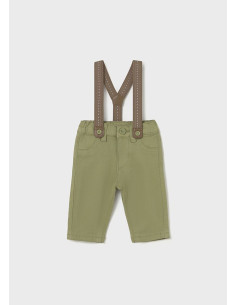 Pantaloni bretele verde olive nou-nascut