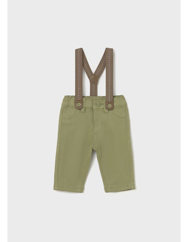 Pantaloni bretele verde olive nou-nascut