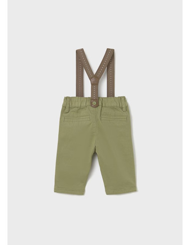 Pantaloni bretele nou-nascut verde olive