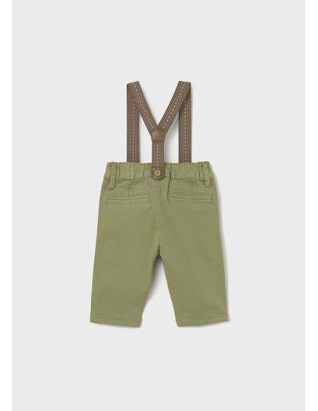 Pantaloni bretele nou-nascut verde olive