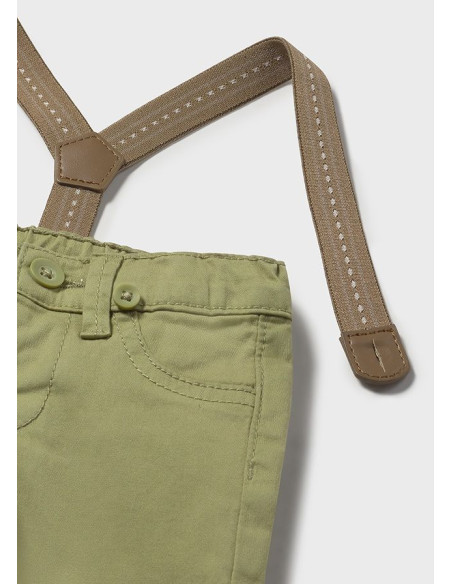 Pantaloni bretele nou-nascut verde olive