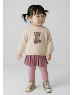 Set fusta pliuri si pulover bebe