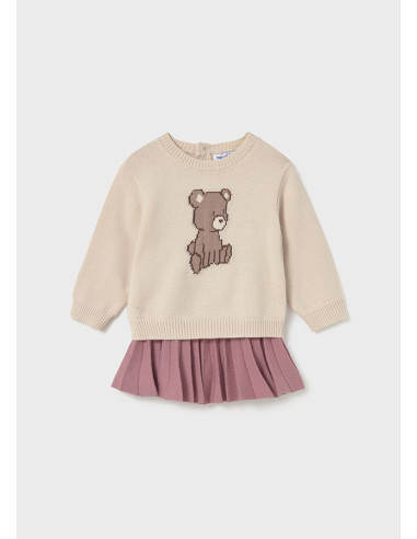 Set fusta pliuri si pulover bebe