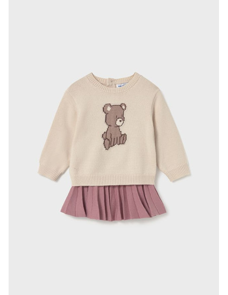 Set fusta pliuri si pulover bebe