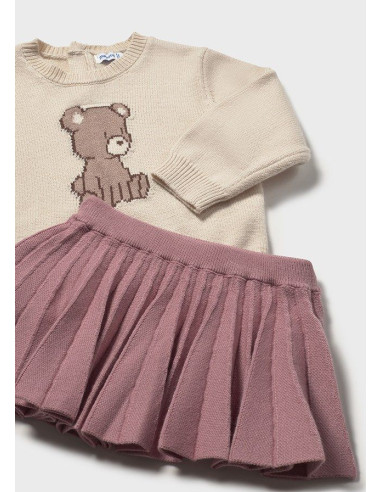 Set fusta pliuri si pulover bebe