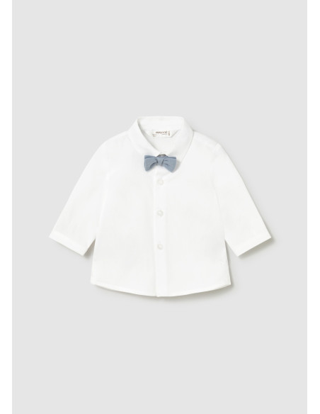 Camasa maneca lunga cu papion bleo nou-nascut