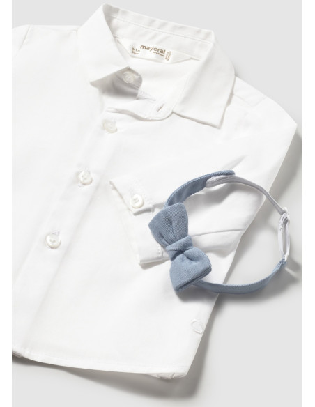 Camasa maneca lunga cu papion bleo nou-nascut
