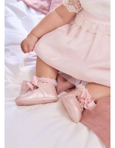 Pantofi nou-nascut funda roz