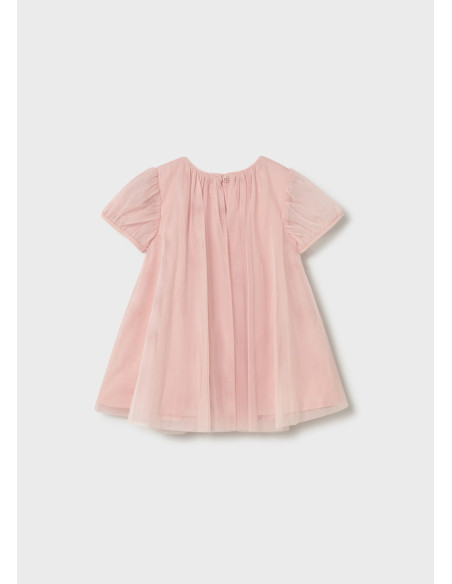 Rochie din tul cu geanta bebe roz