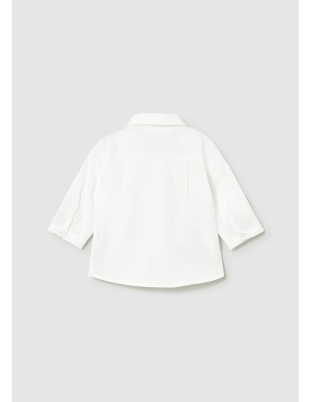 Camasa maneca lunga cu papion bej nou-nascut