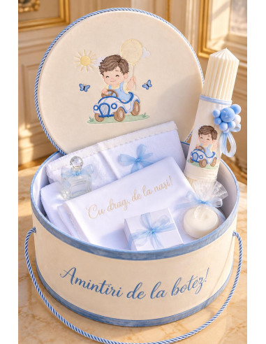 Set Cufar Baietel si Lumanare pentru botez