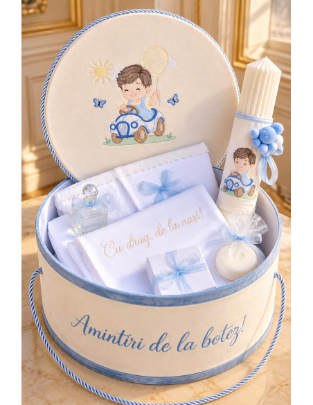 Set Cufar Baietel si Lumanare pentru botez