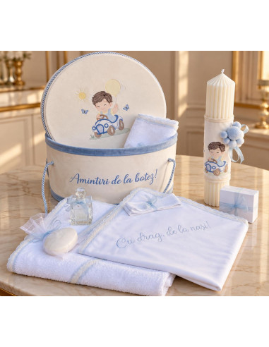 Set Cufar Baietel si Lumanare pentru botez