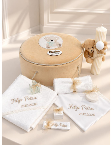 Set trusou personalizat cu lumanare botez