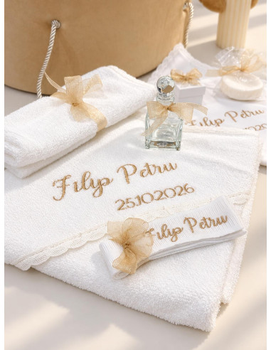 Set trusou personalizat cu lumanare botez