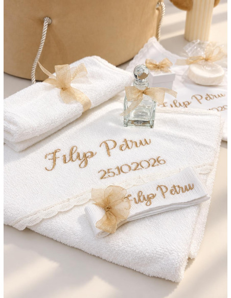 Set trusou personalizat cu lumanare botez
