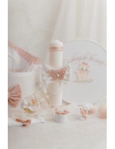 Lumanare botez white & rose