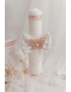 Lumanare botez white & rose 2