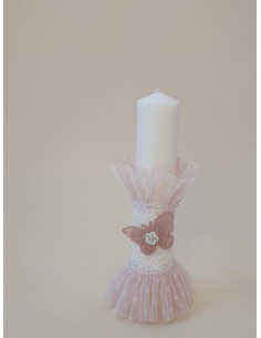 Lumanare botez fluture-rose