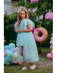 Rochie cu trena turcoaz 2